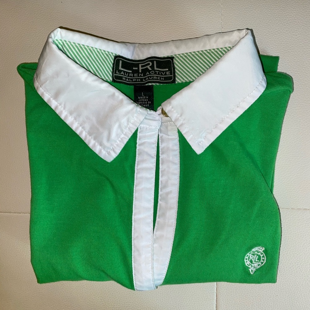 Lauren Ralph Lauren green v-neck polo top